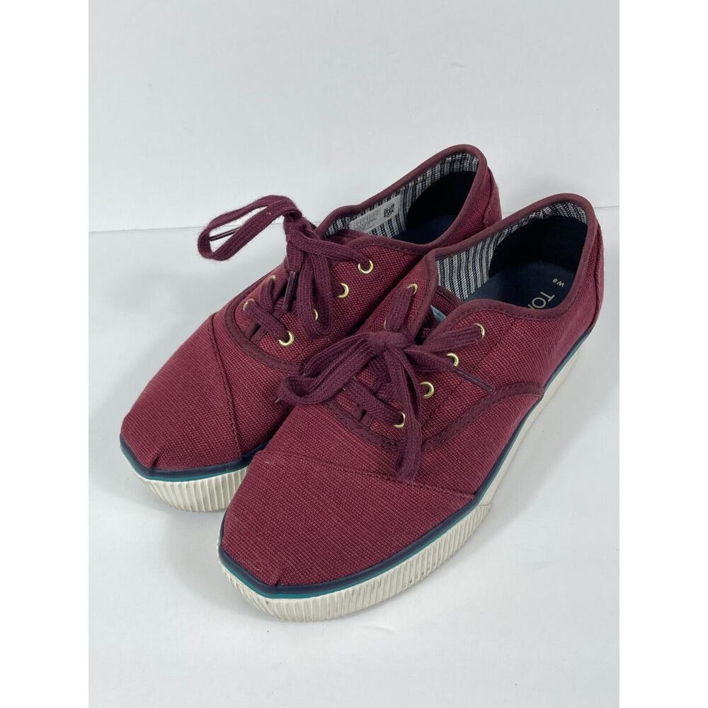 TOMS Cordones Boardwalk Burgundy Platform Shoes Women's Size W8